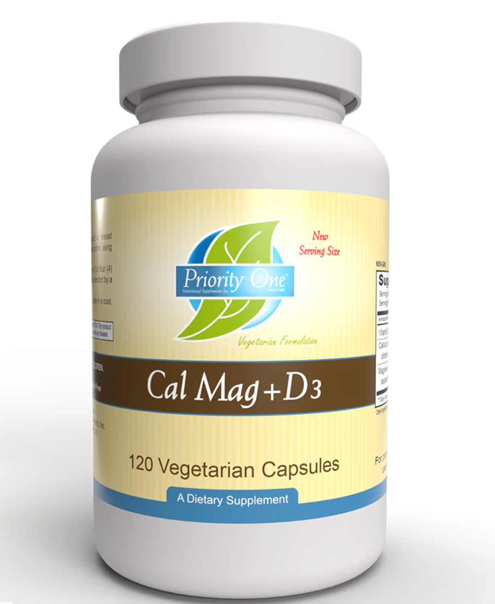 Priority One Cal Mag + D3 (120 Vegetarian Capsules)