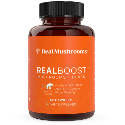Real Mushrooms RealBoost - Cordyceps, Guayusa and Ginseng (60 capsules)