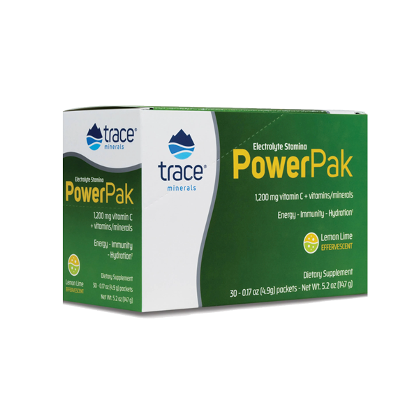 Trace Minerals Research PowerPak Lemon Lime Electrolytes (1 box/30 packets)