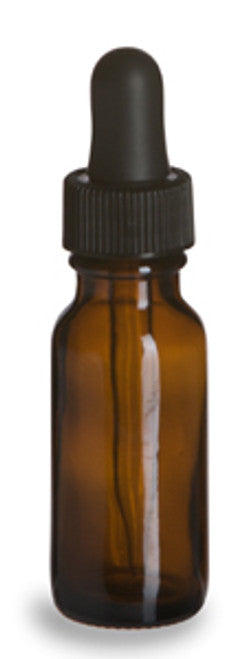 Amber Boston Round Glass Bottle with Dropper (1/2 oz.) ~ Specialty Bottle