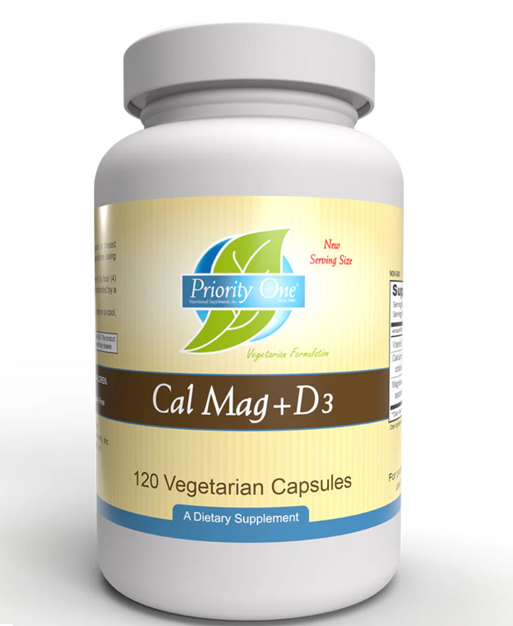 Cal Mag Plus Vitamin D3 (120 vegetarian capsules) ~ Priority One