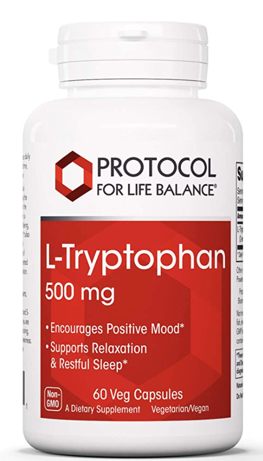 L-Tryptophan 500 mg. (60 vegetarian capsules) ~ Protocol for Life